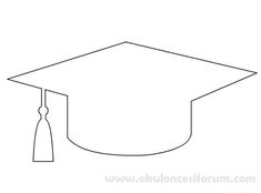 a black and white drawing of a graduation cap with a tassel on it's end