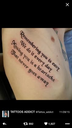 a person with a tattoo on their stomach saying something you are doing to every day