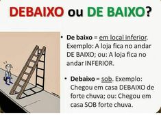 a sign that says debako ou de baikoo? with a man standing on top of a ladder