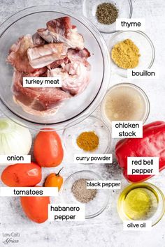 the ingredients to make this recipe include chicken, tomatoes, peppers, and seasonings