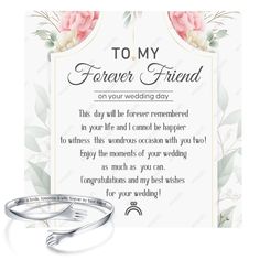 a card with two wedding rings and the words to my forever friend on it