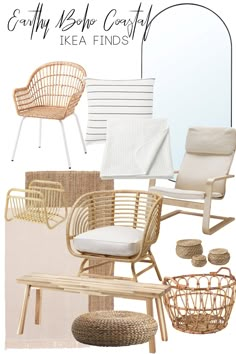 the color scheme is neutral, but it's white and beige with wicker furniture