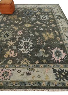 an area rug with various colors and designs