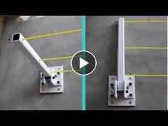 the video shows how to install an adjustable door handle on a concrete surface with yellow lines