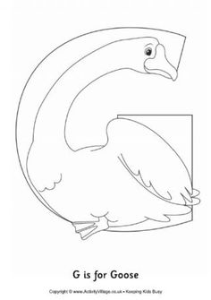 the letter g is for goose coloring page with an image of a bird on it