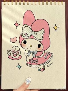 Dibujos Coquette, Cute Easy Doodles, Cute Sketches, Kitty Drawing, Hello Kitty Drawing, Hello Kitty Art, Cute Paintings, Easy Doodle Art, Easy Drawings Sketches