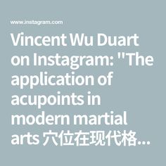 an image with the words vincent wu duart on instagram the application of acuponis in modern martial arts