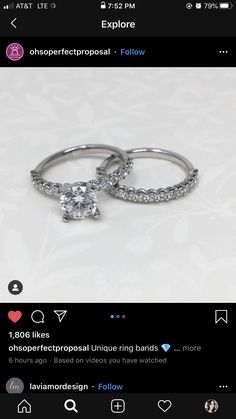 two wedding rings are shown on the instagramture page, and one is being used as an engagement ring