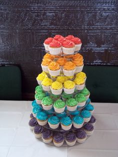 cupcakes are stacked on top of each other