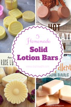 homemade solid lotion bars collage with text overlay