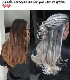 WEBSTA @cabelos_por_dayane_diaz Maravilhoso Long Grey Hair, Hair Color Flamboyage, Grey Hair Transformation, Grey Hair Inspiration, Beautiful Gray Hair, Different Hair Colors, Silver Grey Hair, Different Hair