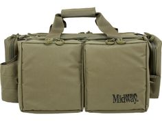 The MidwayUSA AR-15 Range Bag features a durable exterior with a dual-zipper lid which opens up to a spacious interior padded compartment to keep your valuables safe. Open-top internal pockets along the sides allow you to carry additional products. Two large external pockets on the opposite side of the bag feature AR-15/M-16 magazine organizers that attach via hook--loop strips and allow for carrying five magazines in each pocket. A drink pouch on the end keeps your beverage close at hand for th Magazine Organization, Molle Webbing, Range Bag, Gear Organizer, M 16, Woodland Camo, Pvc Coat, Bags Aesthetic, A Drink