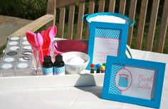 a table set up for a baby shower