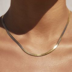 Yellow Gold Snake Necklace Gold Snake Chain, Herringbone Chain, Herringbone Necklace, Snake Chain Necklace, Golden Necklace, Snake Necklace, Gold Charm Necklace, Everyday Necklace, Gold Snake