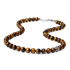 PRICES MAY VARY. High Quality Material: 8mm Lightning Brown Tiger Eye & 8.5mm Stainless-steel Fleur De Lis bead Mens Beaded Necklace: Genuine stones set in Stainless steel wire with the lobster clasp, anti-rust and waterproof; Length in 20"(50cm) Each bead of this men's crystal necklace comes from nature and made by caring hands; This men's stone beaded necklace is meant to be worn alone or layered with other necklaces of varying lengths The courage and fearlessness of the crystal necklace's mea Beaded Crystal Necklace, Tiger Necklace, Mens Beaded Necklaces, Brown Tiger, Brown Tiger Eye, Tigers Eye Necklace, Crystal Bead Necklace, Red Tigers Eye, Stone Beaded Necklace