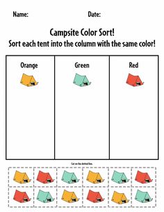 an orange and blue tent is shown in this worksheet