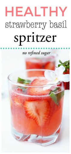 strawberry basil spritzer with text overlay