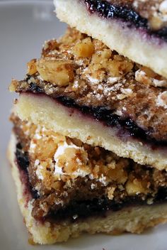 three dessert bars stacked on top of each other