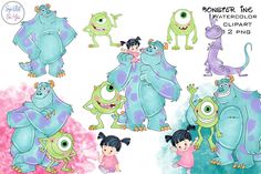 the monsters are in different poses for this cartoon character creation sheet, which includes two children and one adult