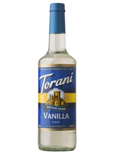 a bottle of toranii vanilla syrup