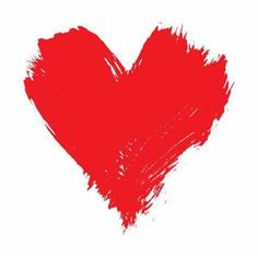 a red heart painted with brush strokes on a white background in the shape of a grunge