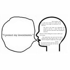 the words protect my investments are written in black on a white background with an image of two heads facing each other