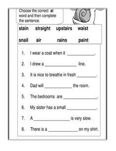 worksheet with words and pictures for reading