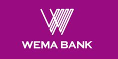 the logo for wema bank on a purple background with white lines in the center