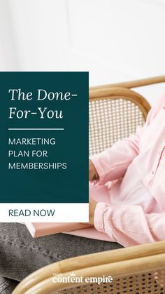 a woman sitting in a chair with the words, the donee for you marketing plan for