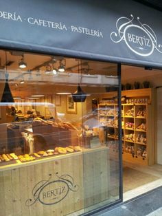 a bakery shop front with the window open