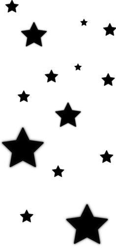 black and white stars are flying in the air