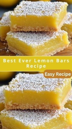 lemon bars are stacked on top of each other