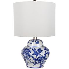 This 1 light Table Lamp from the Anita collection by A&B Home will enhance your home with a perfect mix of form and function. The features include a Blue/White finish applied by experts.   Product Features Include: Brand: A&B Home  Collection: Anita  SKU: 85783  UPC: 805845857839  Category: Table Lamp  Finish: Blue/White  Material: Ceramic/Linen/PVC/Iron  Length: 12.00  in.  Width: 12.00  in.  Height: 19.30  in.  Diameter: 12.00  in.  Backplate/Canopy Width: 0.00  in.  Backplate/Canopy Length: 0 Countertop Desk, Blue Patterns, Light Desk, Lamp Blue, Vase Lamp, Painting Lamps, A&b Home, Fan Lamp, White Table Lamp