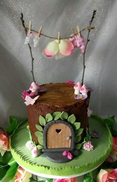 there is a cake that has been decorated with flowers