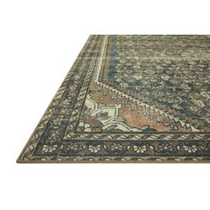 an antique persian rug is shown on a white background