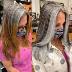 Covering Grey Roots, Grey Hair Transformation, Gorgeous Gray Hair, Grey Hair Inspiration, Beautiful Gray Hair, Grey Roots, Gray Hair Growing Out, Natural Gray Hair, Blending Gray Hair