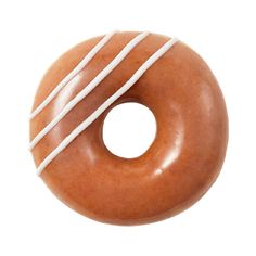 a glazed donut with white stripes on it