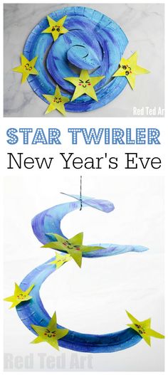 a paper plate with stars on it and the words star twirler new year's eve