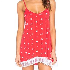 Brand New, With Tags, Size Small. Wildfox Red Cupid Hearts Nightie. 100% Rayon. Adjustable Shoulder Straps With Gold Heart Hardware. White Lace Trim Along The Hemline. Low Back. Cupids And Hearts Throughout. Low Ball Offers. Check My Closet For Other Wildfox Styles! Wildfox Couture, Gold Heart, Low Back, Women's Intimates, White Lace, Shoulder Straps, Lace Trim, Red White, Red And White