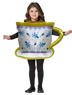 PRICES MAY VARY. YOU'LL BE POSI-TEA-VELY A HIT: It wouldn’t be partea time without the Tea Cup Child Size 4-10 Costume for your next play or event! You'll be posi-tea-vely a hit! INCLUDES: This costumes includes a one piece with a 3D handle and saucer, back velcro closures and is printed on the front only. FIT & CARE: This costume fits most children size 4-10. You can care for your new costume by simply spot cleaning with cold water only. Do not wash, bleach, dry clean or iron. Easy wear & care! Tea Cup Costume, Chip Costume, Dressup Party, Halloween Fancy Dress, Diy Costumes, Halloween Costumes For Kids, The Tea, Girl Costumes, Kids Costumes