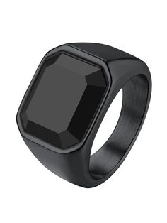 PRICES MAY VARY. 【Customizable Design】Personalize your rings with your own words engraved on the inner band or two sides, making it a truly unique piece of jewelry. 【Stylish and Versatile】The black onyx stone coupled with the square agate signet design creates a bold and modern look suitable for both men and women. 【Superior Quality】Crafted with a stainless steel band and available in gold, black, or silver finish options, ensuring long-lasting durability and a luxurious appearance. 【Perfect Gif Mans Ring, Valentine Gift For Him, Onyx Signet Ring, Mens Pinky Ring, Rings Oval, Mens Black Ring, Signet Ring Men, Black Onyx Stone, Jewellery Silver