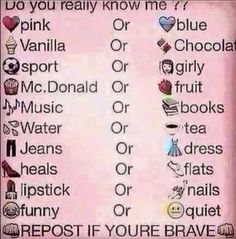 i do you really know me? pink vanilla or violet