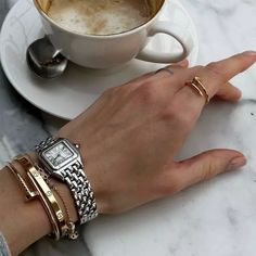 Cartier Panthere Watch Stack, Wrist Stack, Lux Fashion, Gold Diamond Watches, Wrist Stacks, Instagram Jewelry, Hermes Jewelry, Cartier Panthere, Designer Bracelets