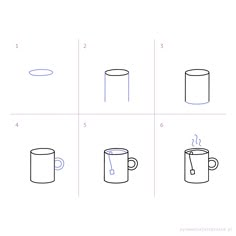 how to draw coffee mugs step by step