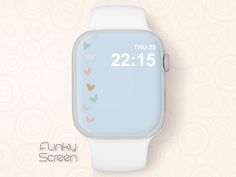 an apple watch with hearts on it and the date 22 11 15 is displayed in front of a wallpapered background