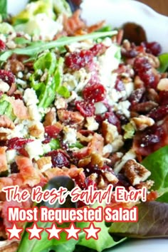 This is a photo of my most requested salad recipe served in a white bowl. Best Salad Ever, Best Salads Ever, Christmas Salad Recipes, The Best Salad, Best Salad, Savory Salads