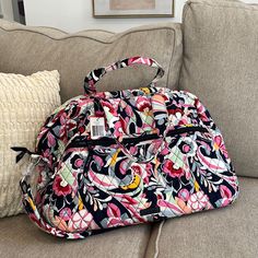 Nwt, Removable Strap, Carryon Slot On Back Travel Tote, Vera Bradley Bags, Vera Bradley Backpack, Vera Bradley, Travel Bags, On Back, Pink Blue, Color Blue, Bag Lady