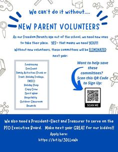 an advertisement for the new parent volunteer program