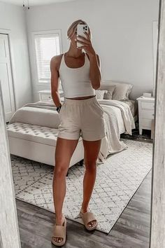 Loungewear Shorts Outfit, Outdoor Date Outfit Summer, Active Shorts Outfit Summer, Summer Homewear Outfit, Cute Casual Outfits Amazon, Outfits To Wear At Home Summer, Summer At Home Outfit, Lounge Shorts Outfit Summer, Legging Shorts Outfit Summer