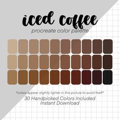 the iced coffee color palette is shown